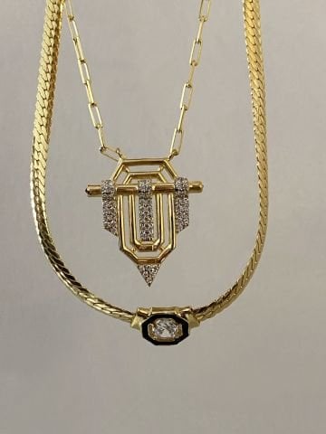 925 Silver | Large Trendy Stone-Detail Necklace