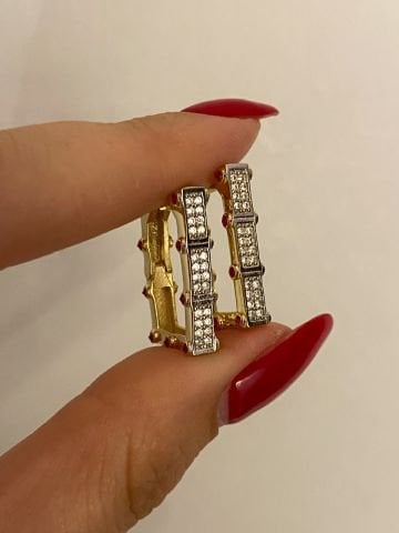 925 Gümüş | Trend Taşlı Dikdörtgen Serenay Küpesi