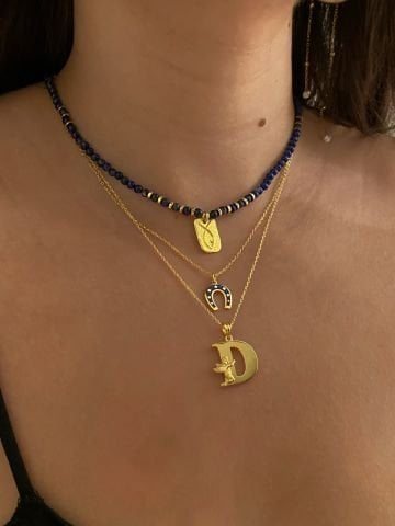 925 Gümüş | Balık Figürlü Gerçek Lapis Doğal Taşı Kolye (Bolluk Bereket)