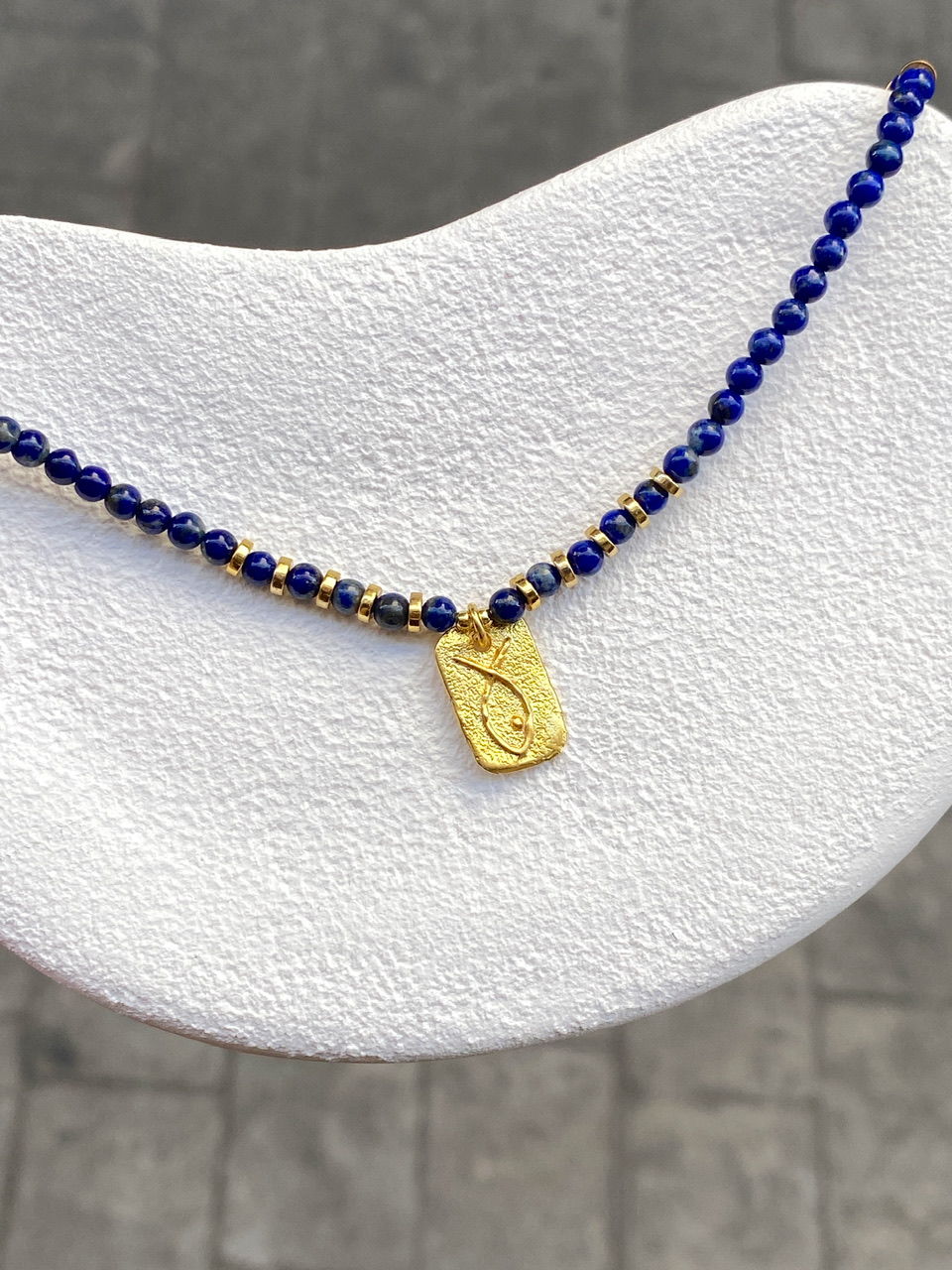925 Gümüş | Balık Figürlü Gerçek Lapis Doğal Taşı Kolye (Bolluk Bereket)