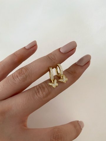 925 Gümüş | Taşlı Mini Kelebek Küpe
