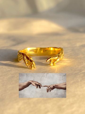 925 Gümüş | Hand of God Giving Life to Adam (Adem'in Yaratılışı) Yüzük