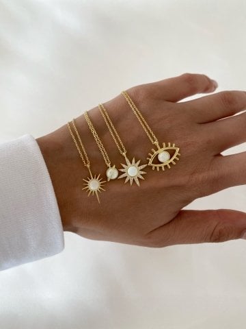 925 Gümüş | Opal Taşlı Satürn Kolye