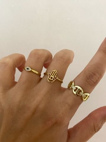 925 Gümüş | Minimal Hamsa Yüzük