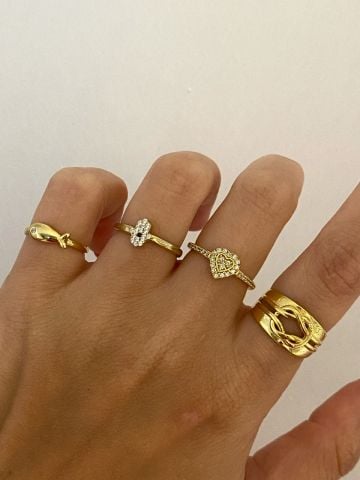 925 Gümüş | Minimal Taşlı Hamsa Yüzük