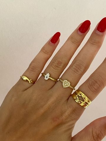 925 Gümüş | Minimal Taşlı Hamsa Yüzük