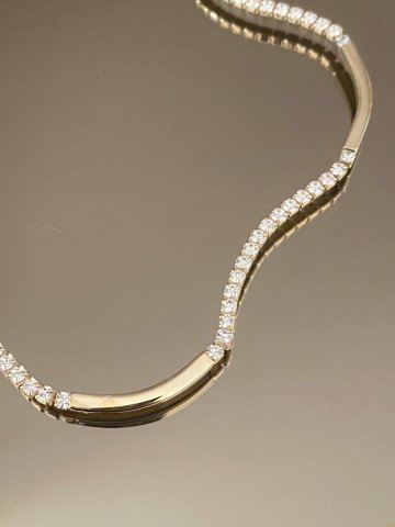 925 Gümüş | Gold Şeritli Su Yolu Choker