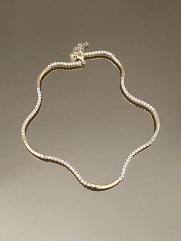 925 Gümüş | Gold Şeritli Su Yolu Choker