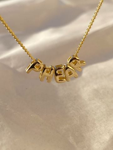 925 Gümüş | Unisex Bubble Harfli İstediğini Yazdır Kolye