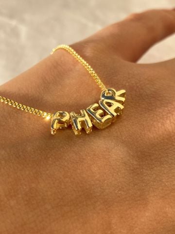 925 Gümüş | Unisex Bubble Harfli İstediğini Yazdır Kolye