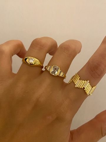 925 Gümüş | 5'li Baget Taşlı Yüzük