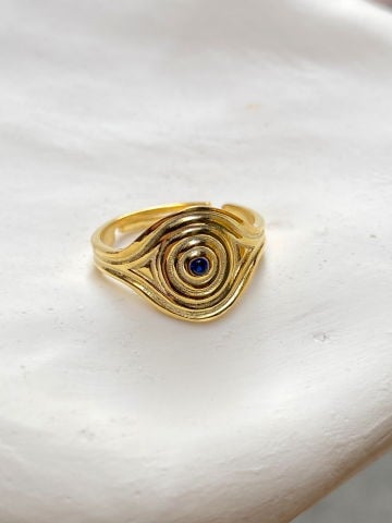 925 Gümüş | Lacivert Taşlı Spiral Desenli Yüzük