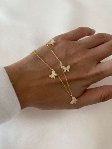 925 Gümüş | Taşlı Kelebek Charm Kolye