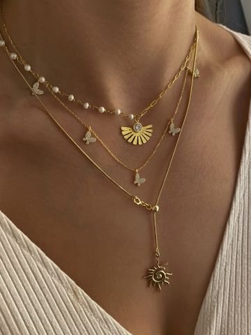 925 Gümüş | Taşlı Kelebek Charm Kolye