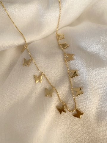 925 Gümüş | Çift Taraflı Kelebek Charm Kolye