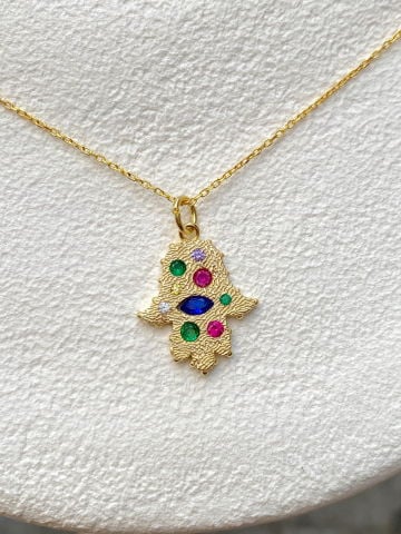 925 Gümüş | Renkli Taşlı Hamsa Kolye