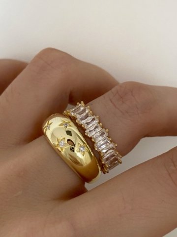 925 Gümüş | Yıldızlı Bombe Yüzük