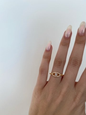 925 Gümüş | Taşlı Minimal Göz Yüzük
