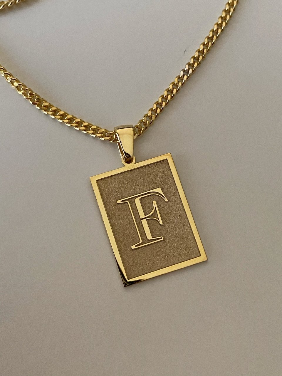 925 Gümüş | Kalın Zincirli Harf Tabela Kolye Gold - 50+5 cm