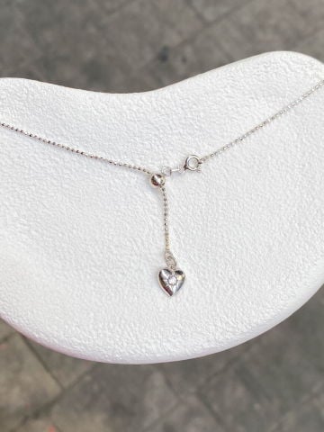 925 Silver | Adjustable Slider Chain Necklace with Heart Figure