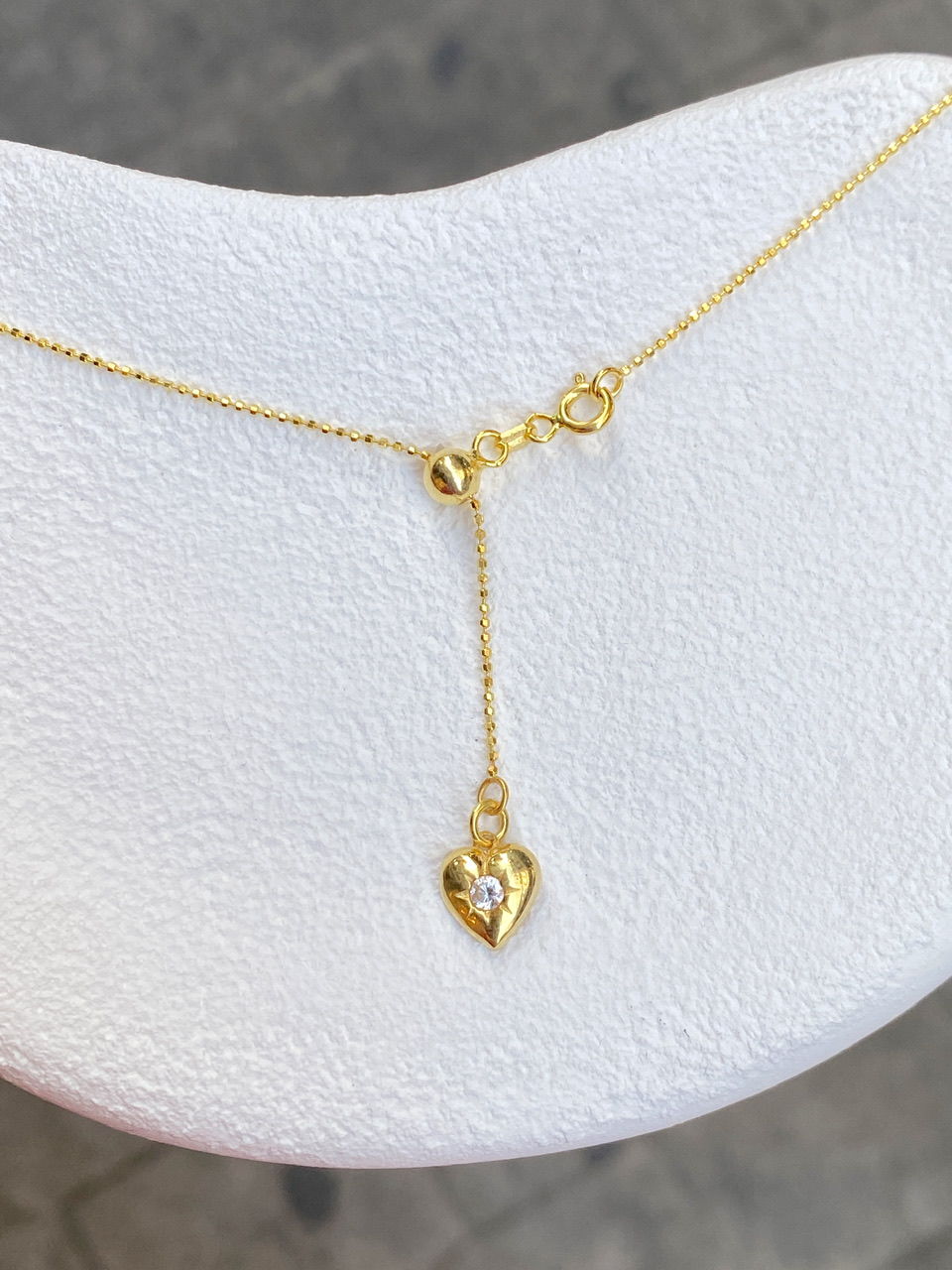 925 Silver | Adjustable Slider Chain Necklace with Heart Figure