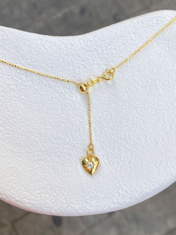925 Silver | Adjustable Slider Chain Necklace with Heart Figure