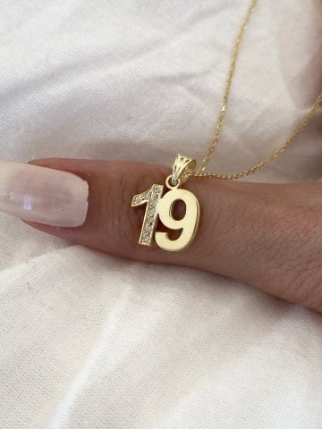 925 Gümüş | Yarısı Taşlı Sayı Kolye