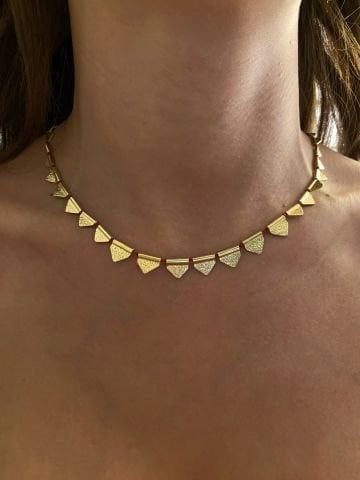 Bronze | Handmade Ethnic Necklace with Triangle Plate