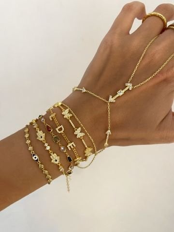 925 Gümüş | Taş Detaylı Çoklu Hamsa Bileklik