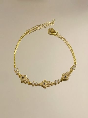 925 Gümüş | Taş Detaylı Çoklu Hamsa Bileklik