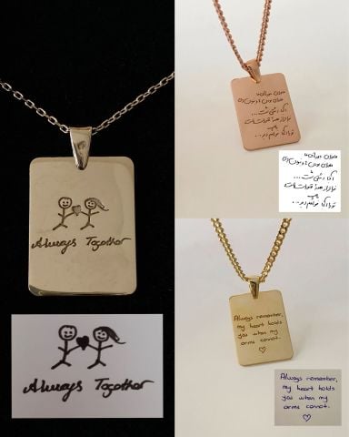 14K ALTIN | Unisex Kendi El Yazın ile İstediğini Yazdır Plaka Kolye