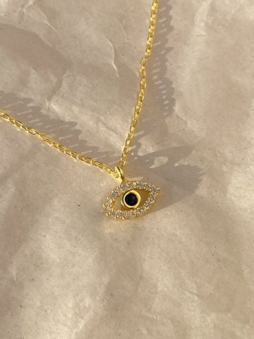 925 Gümüş | Lacivert Taşlı Minimal Göz Kolye