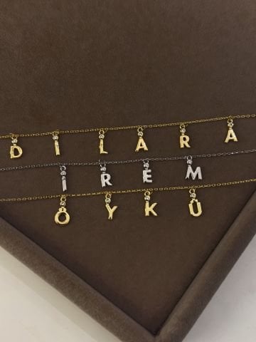 925 Gümüş | Taş Detaylı Sallantılı İstediğini Yazdır Kolye