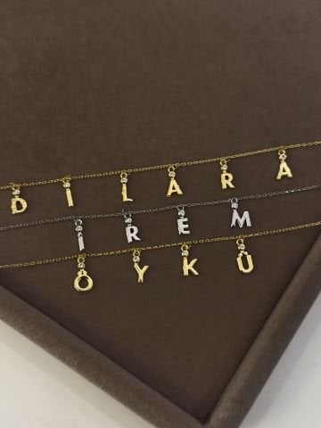 925 Gümüş | Taş Detaylı Sallantılı İstediğini Yazdır Kolye