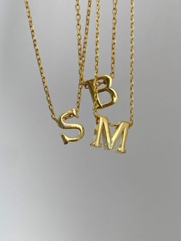 925 Gümüş | Minimal 3 Boyutlu Harf Kolye