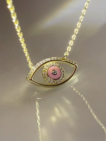 925 Gümüş | Taşlı Renkli Mineli Göz Kolye