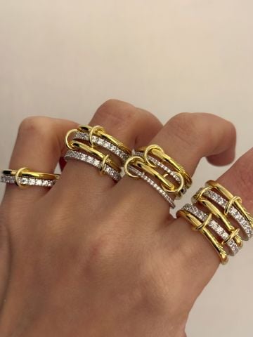 925 Gümüş | 5'li Kalın Interlock Yüzük