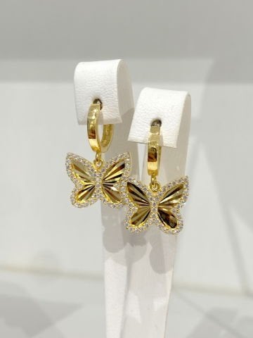 925 Gümüş | Zirkon Taşlı Kelebek Küpe