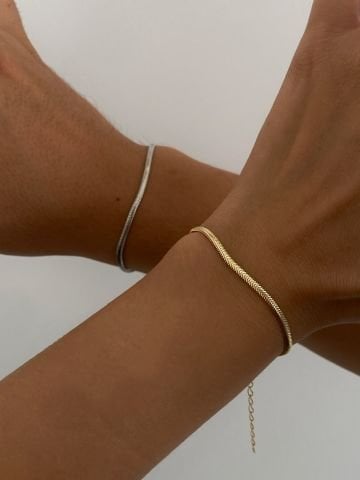 925 Gümüş | Unisex Balık Sırtı Zincir Bileklik