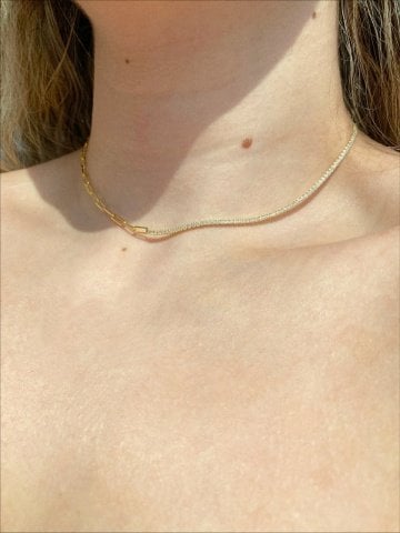925 Gümüş | Yarısı Zincirli Su Yolu Choker