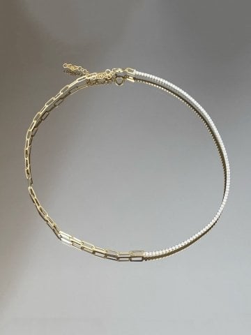 925 Gümüş | Yarısı Zincirli Su Yolu Choker
