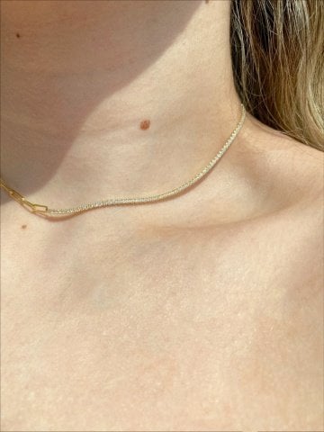 925 Gümüş | Yarısı Zincirli Su Yolu Choker