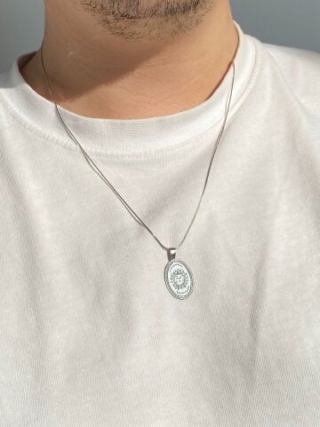 925 Gümüş | Unisex Güneş Madalyon Kolye