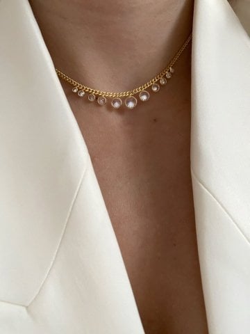 925 Gümüş | Yuvarlak Taşlı Choker