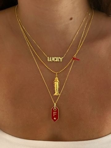 925 Gümüş | Unisex Mineli Taş Detaylı İstediğini Yazdır Harf Kolye (Kırmızı/Lacivert/Siyah) Rose Gold - Kırmızı - 45+5 cm Thin Curb Zincir