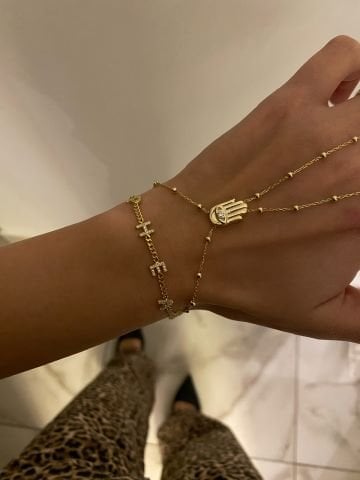 925 Gümüş | Top Zincirli Fatma Ana Eli (Hamsa) Şahmeran