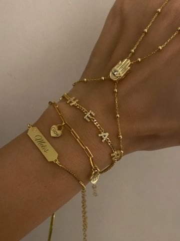 925 Gümüş | İstediğini Yazdır Kalp Charmlı Şans Bilekliği