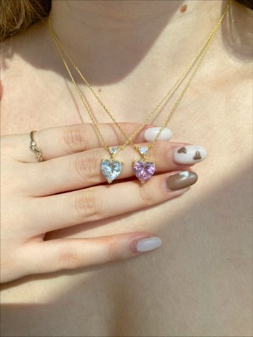 925 Gümüş | Diamond Kristal Kalp Kolye
