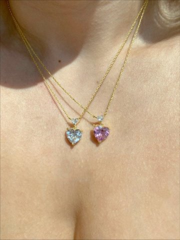 925 Gümüş | Diamond Kristal Kalp Kolye