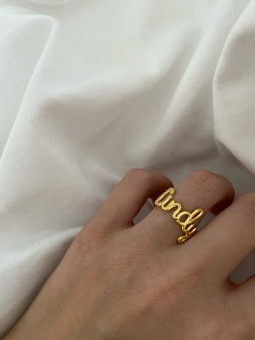 925 Gümüş | Baş Harfi Taşlı 3 Boyutlu İstediğini Yazdır Yüzük
